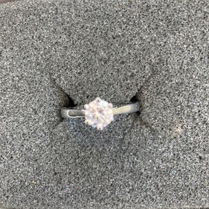 Princess-Cut Engagement Ring in Silver.